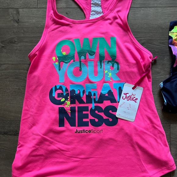 Justice Sport 2 Piece Tank Shirt Set Size Large (12-14) New - Picture 2 of 3